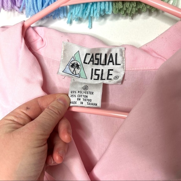 Vintage Casual Isle 80’s Pastel Pink Short Sleeve Doleman Pullover Sweatshirt - Picture 9 of 15